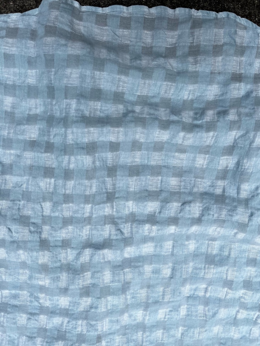 Poetry Light Blue Plaid Linen Cotton Blend Texured Jacquard Minimalist Blouse 8 - Picture 12 of 16